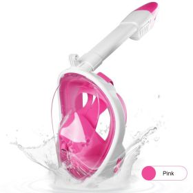 Underwater Snorkeling Full Face Swimming Mask Set; Scuba Diving Respirator Masks Anti Fog Safe Breathing For Kids Adult Swimming Diving Beach (Color: pink, size: L/XL)