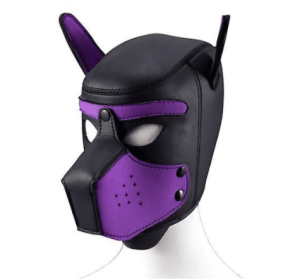 Dog Masque With Ears Soft Rubber Animal Dog Masks Full Head Puppy Masque (Color: PURPLE)