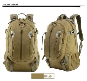 Outdoor Camouflage Backpacks Men's New Oxford Large Capacity Sports Cloth Waterproof Bag Tactical Backpack (Color: khaki)